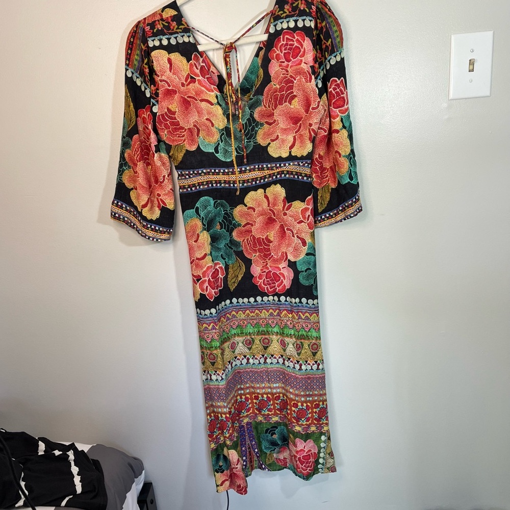 Farm Rio Rosario Bell Sleeve Lightweight Floral Boho Maxi Dress Size S - Picture 5 of 11